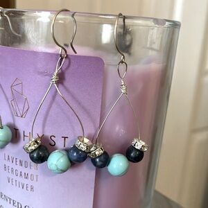 Silver Swarovski, Lapis, Turquoise bead earrings